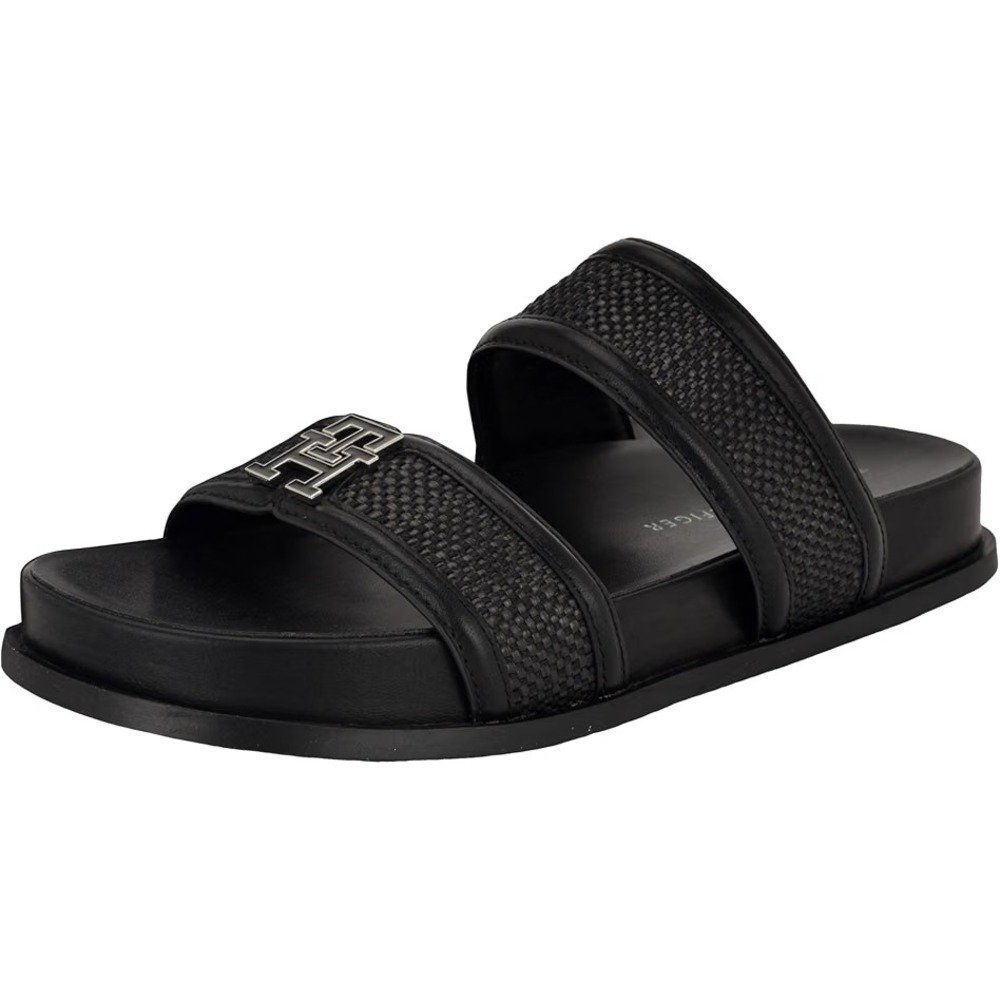 Tommy Hilfiger Jiana womens footbed double black strap slide sandals NEW Size 6m